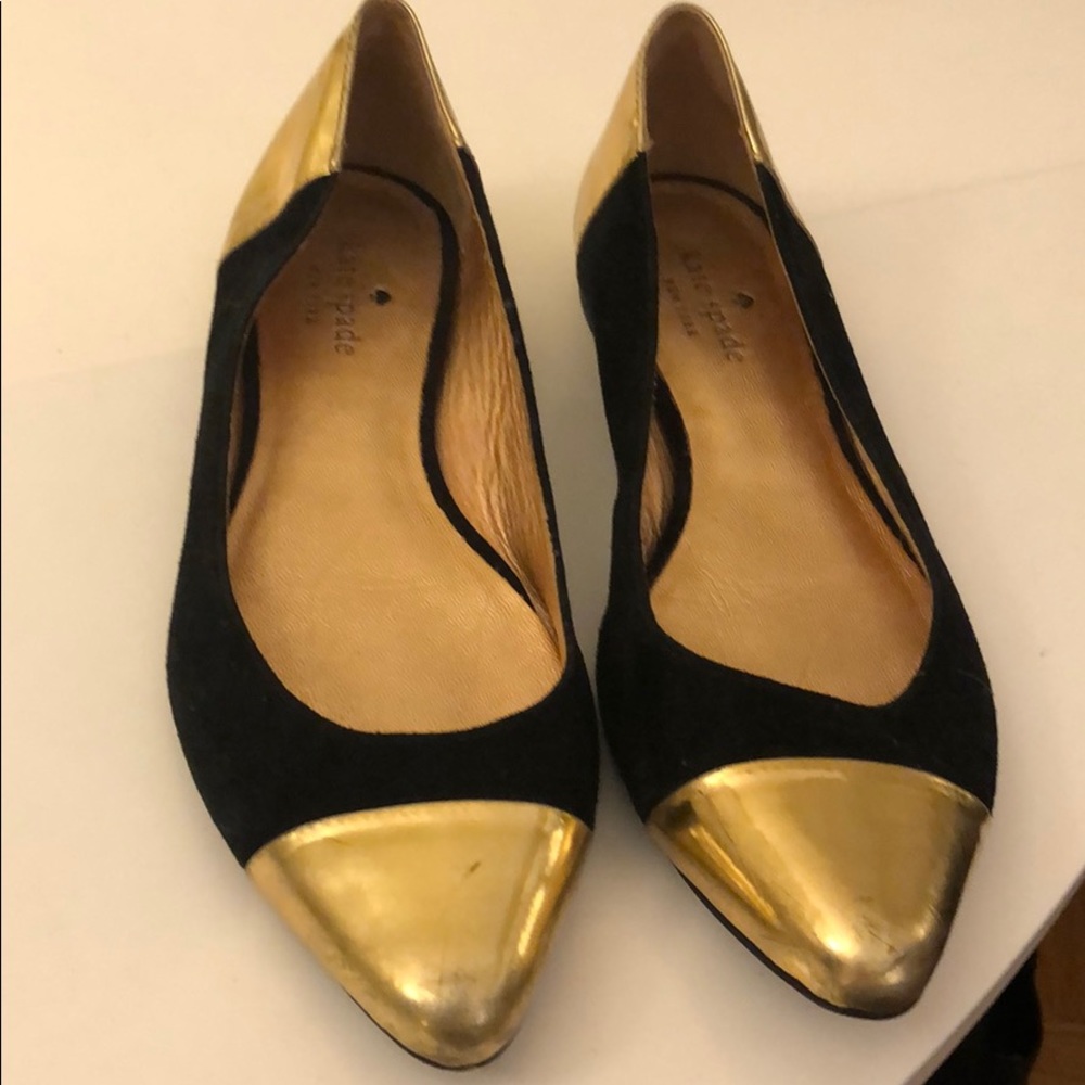 Kate Spade flats gold and black